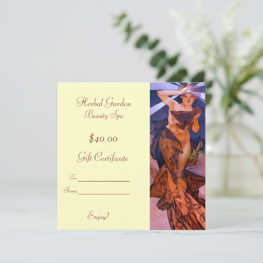 Carte Certificats cadeaux Spa de beauté (Debout devant)