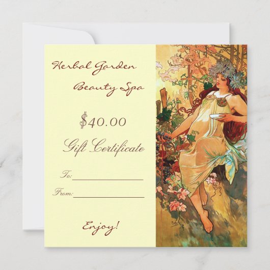 Carte Certificats cadeaux Spa de beauté (Devant)