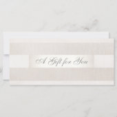 Carte Certifié cadeau moderne argent et lin (Devant)