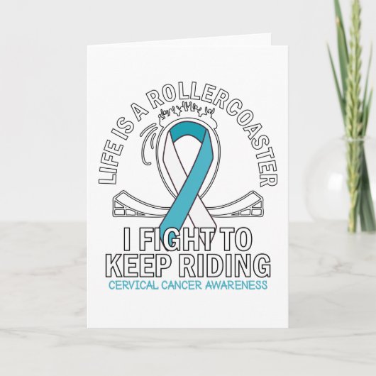 Carte Cervical cancer conscience blanc ruban turquoise (Devant)