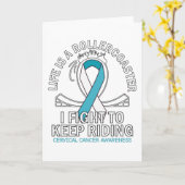 Carte Cervical cancer conscience blanc ruban turquoise (Fleur jaune)