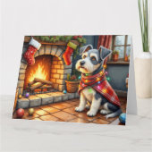 Carte Cesky Terrier Fireplace with Christmas Lights (Devant)