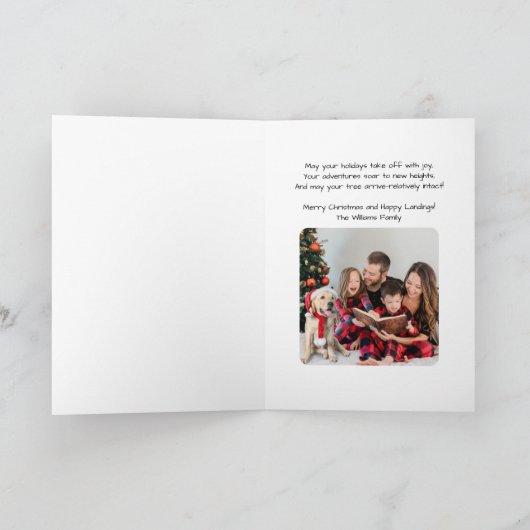 Carte Cessna Airplane carries Christmas Tree Photo Funny (Intérieur)