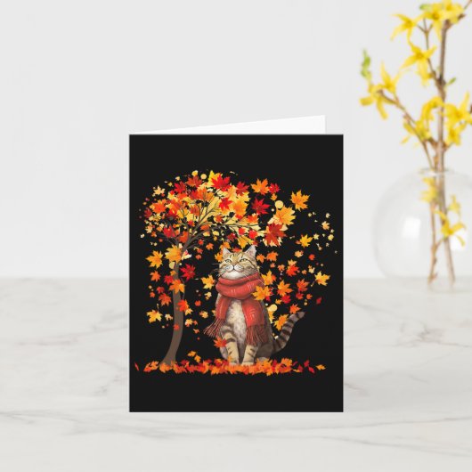 Carte C'est Automne Y'all Cat Leaf Fall Tree Bonjour Aut (Fleur jaune)