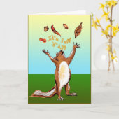 Carte C'est Automne Y'All Fabric Font Écureuil Feuilles (Fleur jaune)