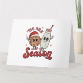 Carte C'est la saison cookies lait chapeau de Père Noël (Devant)