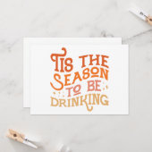 Carte C'est la saison de boire avec humour Design de vac (Devant/Arrière en situation)