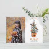 Carte C'Est La Saison Éffrayant Halloween Tree Photo (Debout devant)