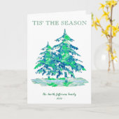 Carte C'est la saison Green Painterly Noël Holiday (Fleur jaune)