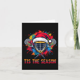 Carte C'Est La Saison Lacrosse Masque Santa Hat Noël S