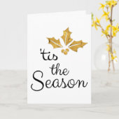 Carte 'C'Est La Saison, Les Vacances, Noir Et Or Noël (Fleur jaune)