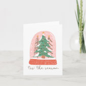 Carte C'est la saison Pink Snow Globe Retro Noël (Devant)