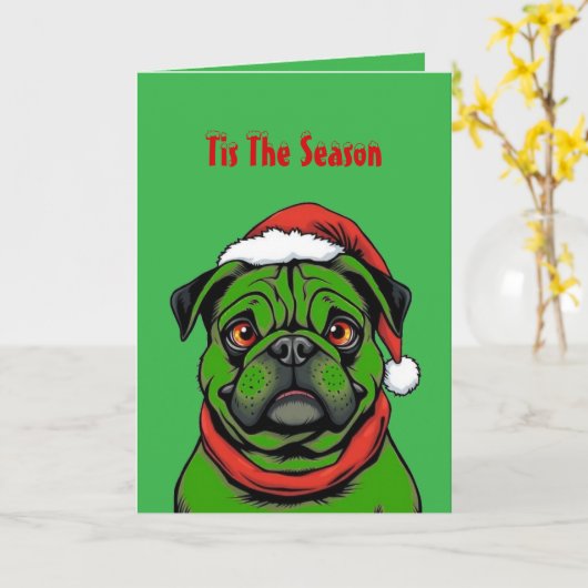 Carte C'est la saison Pug (Fleur jaune)