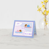 CARTE C'EST LA TWIN GIRL & BOY CARD (Fleur jaune)