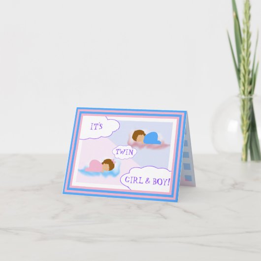 CARTE C'EST LA TWIN GIRL & BOY CARD (Devant)