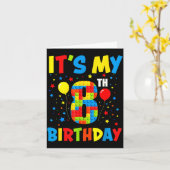 Carte C'est l'anniversaire de 8 ans blocs de constructio (Fleur jaune)