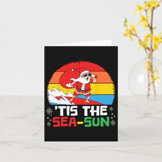 Carte C'Est Le Sea Sun Père Noël Beach Noël Été À Ju (Fleur jaune)