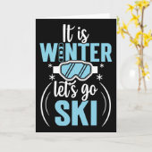 Carte C'est l'hiver, allons skier (Fleur jaune)