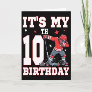 Carte C'est mon 10ème anniversaire garçon hockey sur gla