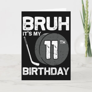 Carte C'est mon 11ème anniversaire, joueur de hockey de