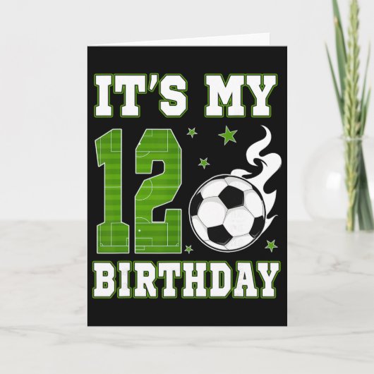 Carte C'est mon 12e anniversaire garçon football 12 ans  (Devant)
