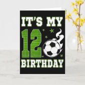Carte C'est mon 12e anniversaire garçon football 12 ans  (Fleur jaune)