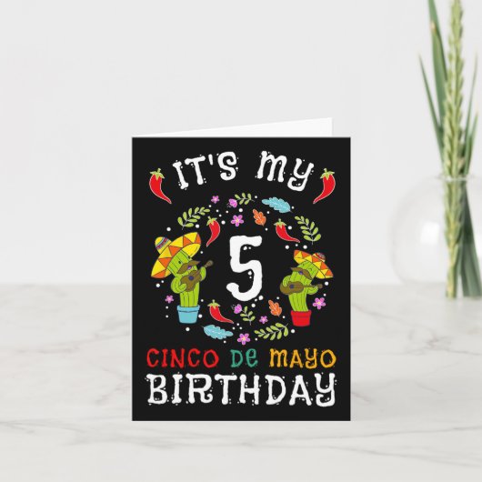 Carte C'est mon 5e anniversaire Cinco De Mayo Mustache E (Devant)