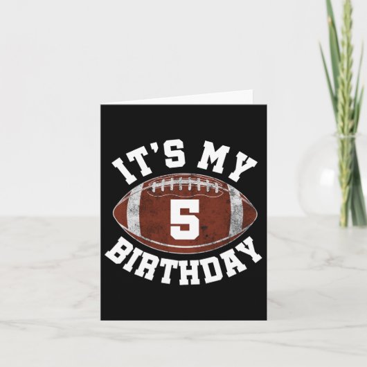 Carte C'est mon 5e anniversaire garçon 5 ans de football (Devant)