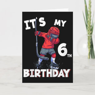 Carte C'est mon 6ème anniversaire 6 ans de hockey sur gl