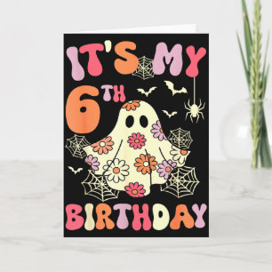 Carte C'est mon 6ème anniversaire Halloween Fantôme 6 an