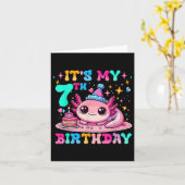 Carte C'est mon 7ème anniversaire Axolotl Party 7 ans Ax (Fleur jaune)