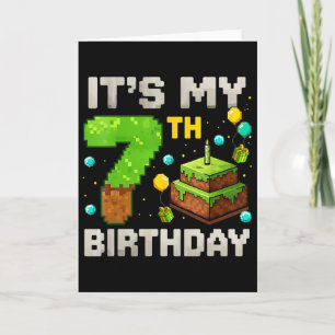 Carte C'est mon 7ème anniversaire de gamer pixel Anniver