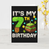 Carte C'est mon 7ème anniversaire de gamer pixel Anniver (Fleur jaune)