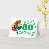 Carte C'est mon 80e anniversaire (Ballons) (Fleur jaune)