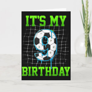 Carte C'est mon 9e anniversaire Funny Soccer Anniversair