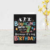 Carte C'est mon anniversaire 7e 7 ans Trampoline Jumping (Fleur jaune)