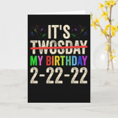 Carte C'est mon anniversaire Twosday le 22 février 2022 (Fleur jaune)