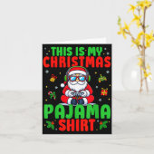 Carte C'est mon jeu vidéo Père Noël en pyjama de Noël (Fleur jaune)