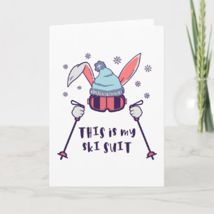 Carte C'est mon lapin de ski en combinaison de ski avec 