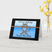 Carte C'est ton chat drôle d'anniversaire (Fleur jaune)