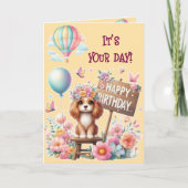 Carte C'est ton jour ! Joyeux Anniversaire mignon chiot (Devant)
