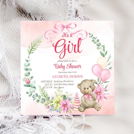 Carte C'est un baby shower de couronnes fleuries d'ours