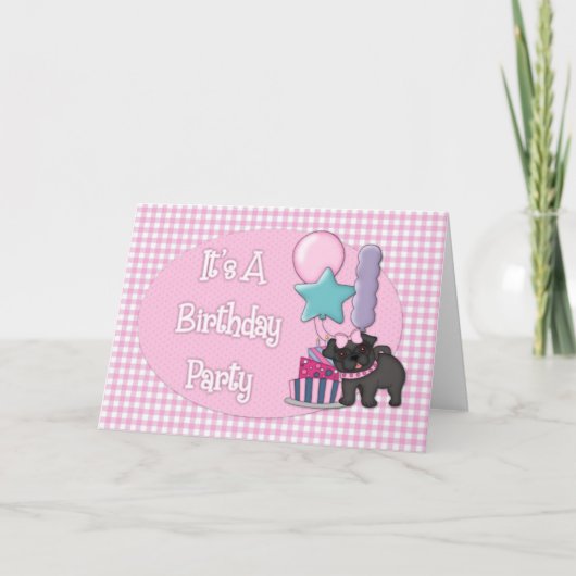 Carte C'est un Carlin noir fête d'anniversaire (Devant)