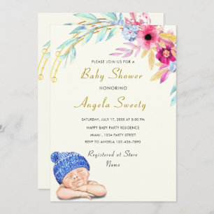 Carte C'est un garçon heureux de dormir Baby shower Invi