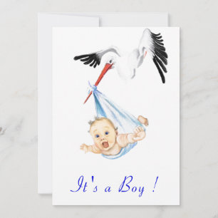 Carte C'est un garçon mignonne cigogne bébé garçon douch
