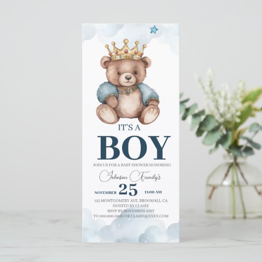 Carte C'est une Baby Shower pour l'ourson (Debout devant)