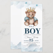 Carte C'est une Baby Shower pour Ourson garçon (Devant / Derrière)