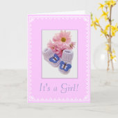 Carte C'est une fille ! (Fleur jaune)