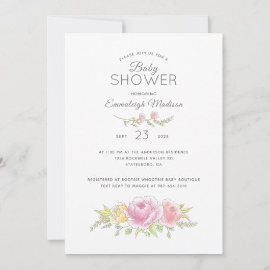 Carte C'est une fille Baby shower Teddy Bear HoneyBee In (Dos)