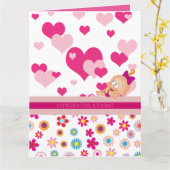 Carte C'est une fille : félicitations ! - (Fleur jaune)